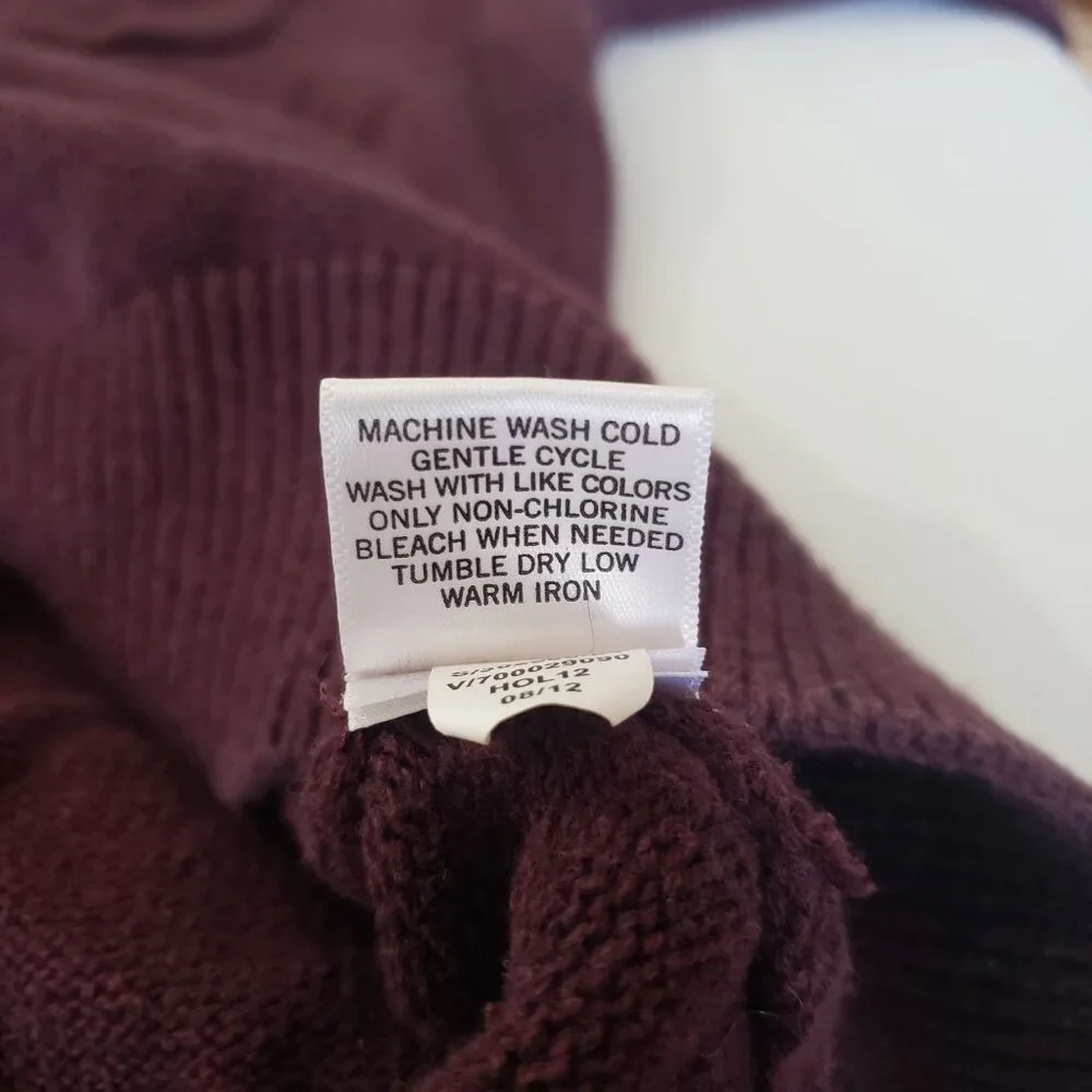 Banana Republic Mens Burgundy Button Up Mock Neck Cotton Sweater Size M ‎ Preppy